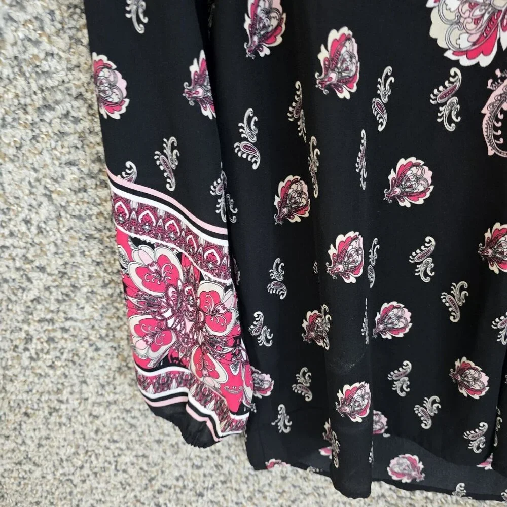 JM Collection Top Womens PM Petite Medium Pink Paisley Print Sheer Blouse Ladies - Picture 3 of 7